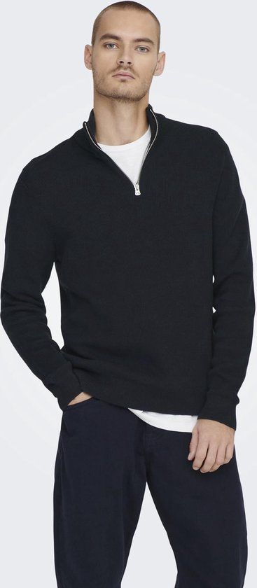ONLY & SONS ONSPHIL REG 12 STRUC HALF ZIP KNIT NOOS Heren Trui - Dark Navy - Maat S