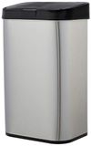 Amazon Basics Afvalbak, 60 liter, rechthoekig, roestvrij staal, met handsfree-bewegingssensor, zwart, zilver