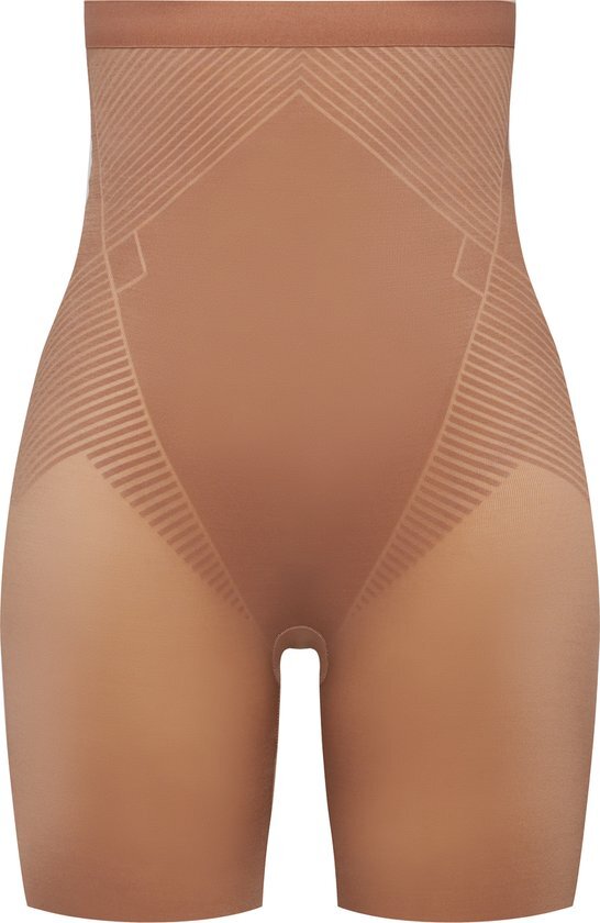 Spanx Thinstincts 2.0 - High-Waisted Mid-Thigh Short - Maat L - Kleur Caf&#233; au Lait (Dark Nude)