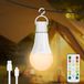 Dehobo Gloeilamp met batterij, E27, oplaadbare gloeilamp met afstandsbediening, 7 W, oplaadbaar, campinglamp, 3 kleuren, dimbaar, met timerfunctie en knop, outdoor lamp, 1 stuks