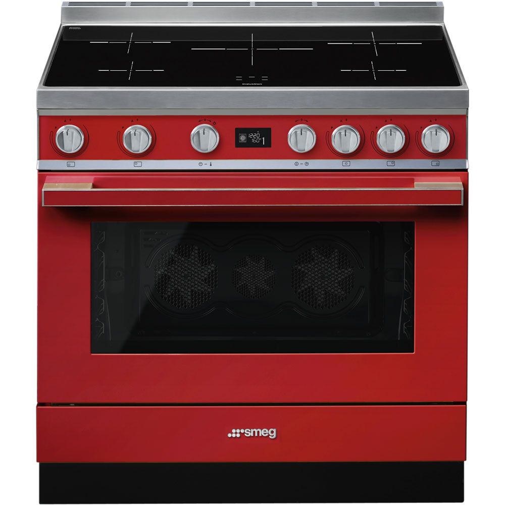 Smeg CPF9IPR - Vrijstaand fornuis - Inductie - 5 kookzones - Rood - A+