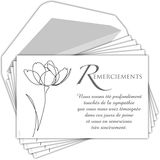 Verpakking AFIE Bedankt condoleances, set van 5 identieke kaarten + 5 witte enveloppen, formaat 9 x 14 cm, C5251, tekst, sympathie getuigen, kam overlijden, troot, bloem, tulp, grijs, gemaakt in Frankrijk