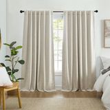 Elrene Home Fashions Solace 100% Max-Blackout Energiezuinige Effen Textuur Gordijnpaneel met staafzak/achterkant tabs voor woonkamer/slaapkamer/thuiskantoor, 132 x 213 cm, linnen