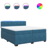 vidaXL Boxspringbed met matras, fluweel, blauw, 200x200 cm