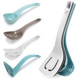 Avilia Set van 4 kooklepels van pvc, bestaande uit spatel, pollepel, gatlepel en aardappelstamper, hittebestendig tot 220 °C, ergonomische antislip handgrepen, gemakkelijk te reinigen en op te bergen