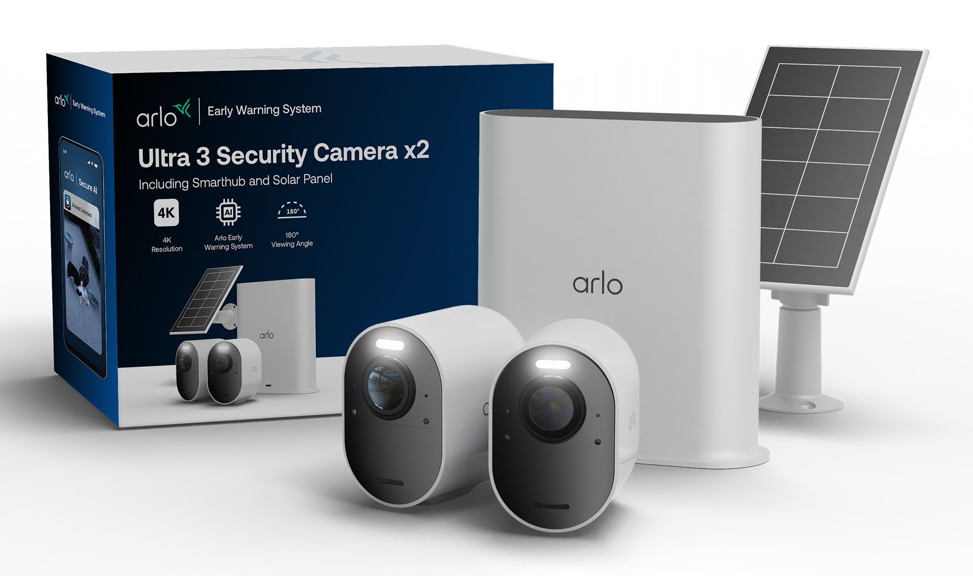 Arlo Ultra 3 4K Beveiligingscamera Set met 2 Camera's en Zonnepaneel