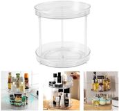 Merkloos Draaiplateau Organizer 235 cm 2-Etages Draaibaar Kruidenrek Keukenkast Transparant