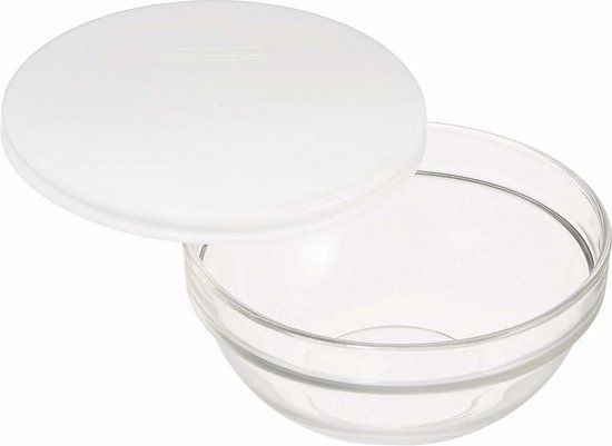 3x Glazen schaal/kom met deksel 20 cm - Sla/salade serveren - Transparant