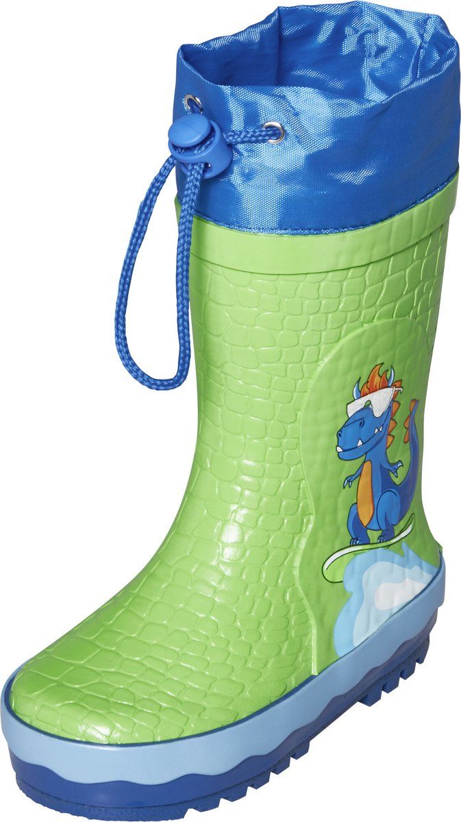 Playshoes - Regenlaarzen kinderen met trekkoord - Dinosaurus - Groen - maat 20EU