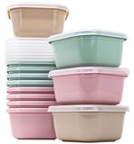 Bocaux de conservation - 300 ml - Set de 12 pièces - Sans BPA - Vert, rose et beige