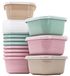 Bocaux de conservation - 300 ml - Set de 12 pièces - Sans BPA - Vert, rose et beige