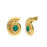 Lucardi Dames Stainless steel oorknoppen schelp voor dames - Oorbellen - Staal - Goudkleurig