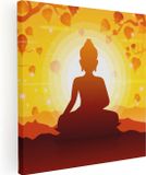 Artaza Canvas Schilderij Boeddha Beeld Abstract 70x70 cm - Foto Op Canvas - Canvas Print