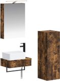 vidaXL Badkamerkastenset 4 st Gerookt eiken Bewerkt hout