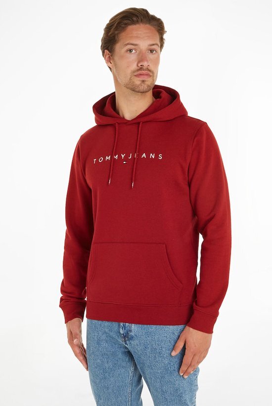 Tommy Jeans Linear Logo Hoodie- Rood - XL