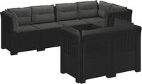 vidaXL - 7-Zits Tuinbank met Kussens, Rattan Look, PP, Antraciet