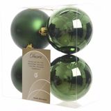 Decoris Kerstballen - 8x st - donkergroen - 10 cm - kunststof