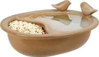 Pro Garden Vogelbad/voederschaal - lichtbruin - keramiek - D20 x H8 cm