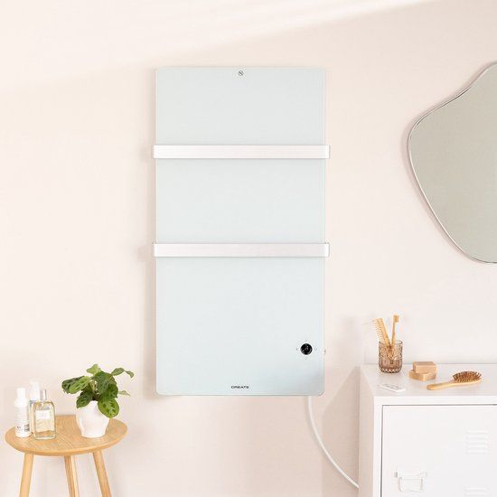 Create WARM TOWEL CRYSTAL - Elektrisch glazen handdoekenrek met wifi wit