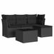 vidaXL 5-delige Loungeset met kussens, polyrattan, zwart