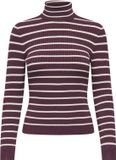 Only Trui Onlkarol L/s Rollneck Pullover Knt 15165075 Fig/thin Stripes Dames Maat - L
