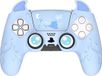 ZenithVibe Housse en silicone avec capuchons de pouce et autocollant pour manette PS5 - Bleu