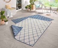 Northrugs Malaga vloerkleed ruiten blauw/crème 160x230 cm