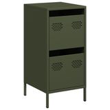 vidaXL Dressoir - 35x39x73,5 cm - Koudgewalst Staal - Olijfgroen