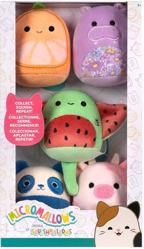 Top1Toys Jazwares GmbH MICROMALLOWS - 5 Pack Plush Squishmallows (Lai, Reshma, Scout, Orin, Hanna) 6cm