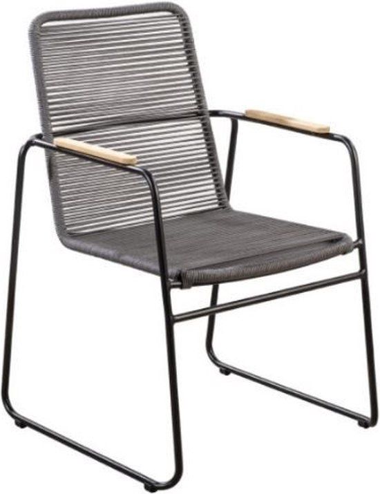 Yoi Wasabi stackable dining chair aluminium black rope dark grey