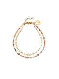 SINGULARU - Double Crystal Summer Armband. Staal met 18Kt Goud Plating. Details in Kleurrijke Kristallen. Lengte 21 cm. Sieraden voor Vrouwen