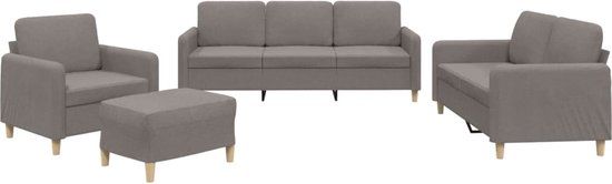 vidaXL 4-delige Loungeset met kussens stof taupe