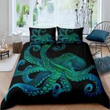 Merkloos / Sans marque Bol 3D Onderwaterwereld Dekbedovertrek Set met Octopus Design voor Kinderen en Volwassenen