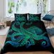 Merkloos / Sans marque Bol 3D Onderwaterwereld Dekbedovertrek Set met Octopus Design voor Kinderen en Volwassenen