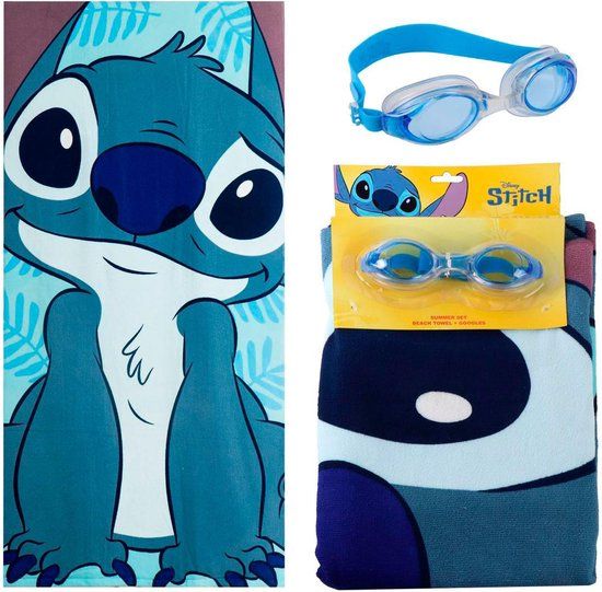 CERDÁ Disney Stitch Strandlaken met Zwembril – Handdoek Zwemset Kind – Strand Zwembad – Meisjes Jongens