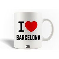 Keramische mok maniacase, Ik hou van Barcelona Spanje