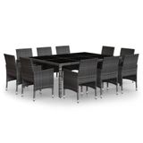 VidaXL 11-delige Tuinset poly rattan grijs
