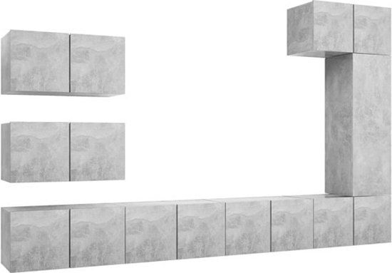 vidaXL 8-delige Tv-meubelset bewerkt hout betongrijs