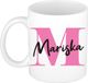 Bellatio Decorations Naam mok Mariska - roze - wit - keramiek - 300 ml - cadeau beker