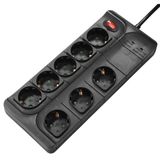 Hama 00137263 Stekkerdoos 8-voudig met overspanningsbeveiliging, 1,5 m, Zwart