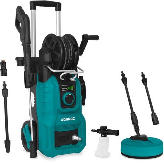 VONROC Hogedrukreiniger V24-3 - 2400W - 180 bar - Incl. terrasreiniger, schuimsproeier en accessoires