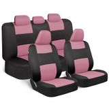 BDK PolyPro Complete set autostoelhoezen in roze op zwart, gedeelde voor- en achterbank voor auto, eenvoudig te installeren, accessoires voor auto, vrachtwagen, bestelwagen, SUV
