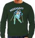 Bellatio Decorations Apres ski sweater heren - Pizzaaaa! - pinguin - groen - XL