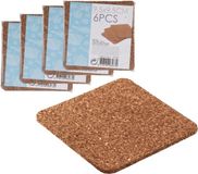 Merkloos Glazen onderzetters - 24 stuks - Kurk - Vierkant - 9,5 cm