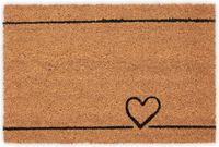 Merkloos / Sans marque Relaxdays Kokos deurmat met hart en 2 lijnen 40 x 60 cm weerbestendig binnen en buiten antislip naturel