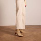 Manfield Dames Beige Suède Enkellaarsjes met Hak - Maat 42