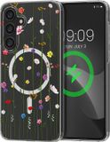 kwmobile Kristalheldere hardcase compatibel met Samsung Galaxy A55 5G Hoesje – compatibel met MagSafe – Acryl hoesje met TPU-rand – Wilde Bloemen Stengels design