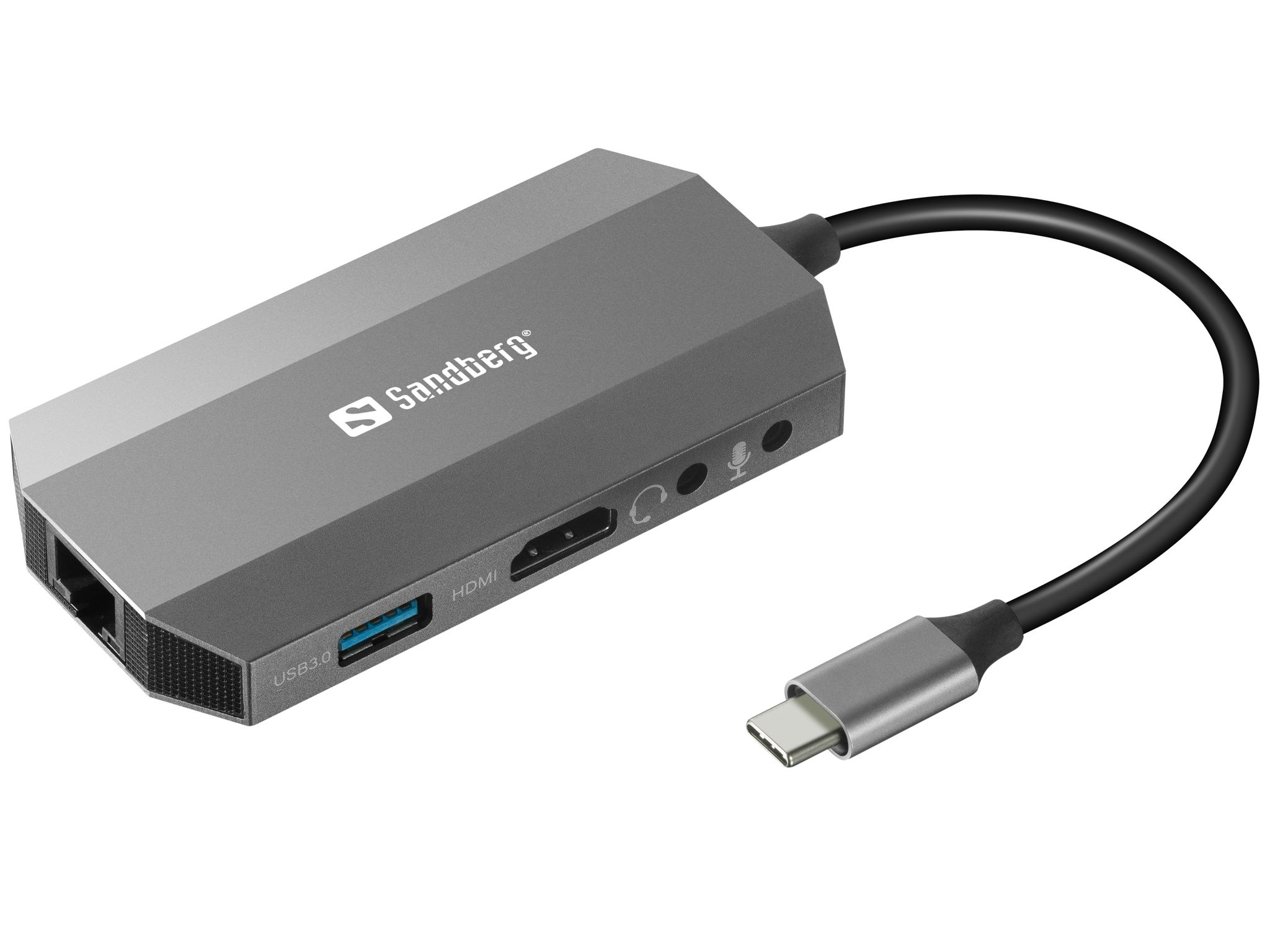Sandberg USB-C 6-in-1 Travel Dock - Grijs