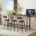 STILVORA Ensemble table de bar avec 3 tabourets de bar avec dossier - Industriel pour cuisine et salon - Panneau de particules et acier - Brun rustique;Noir - 160x40x94,5 cm