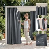 ROOM99 Garden Line Outdoorgordijn met lussen, weerbestendig, waterdicht, inkijkbescherming, zonwering, voor tuin, 155 x 270 cm breed x hoogte, donkergrijs